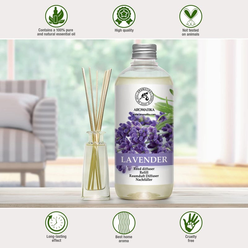 Aromatika Lavender Reed Diffuser Refill 17 Fl Oz - 500ml - Lavanda Refill - Wardrobe Freshener - Home Fragrance Oil - Air Freshener - Aromatherapy - Essential Lavender Oil Diffuser - Diffuser Refill - Image 5